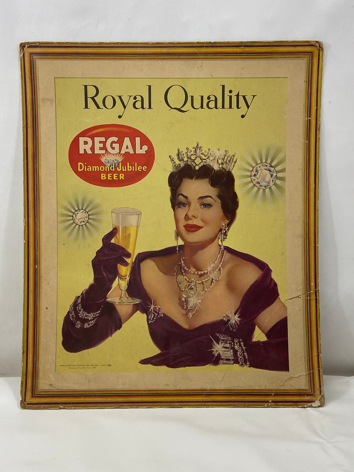Vintage Regal Diamond Jubilee Beer Cardboard Advertisement 18" x 22"