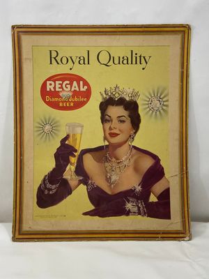 Vintage Regal Diamond Jubilee Beer Cardboard Advertisement 18" x 22"