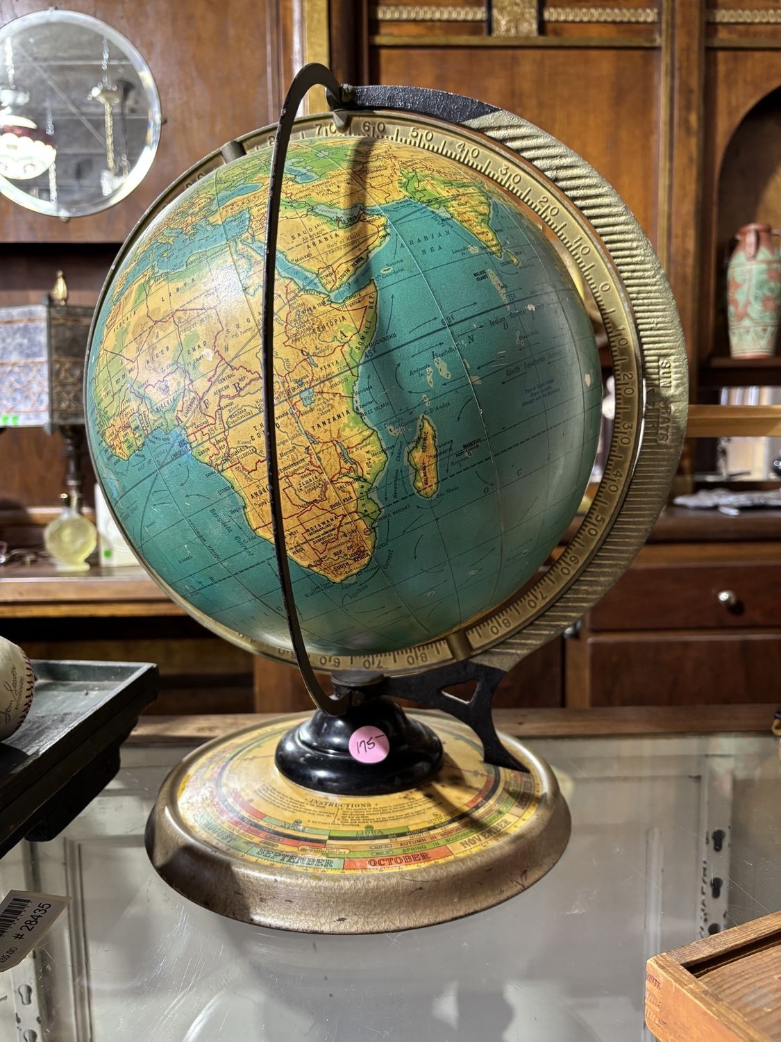 Vintage Cram's Deluxe Globe with Automatic Daily Sun Ray Indicator