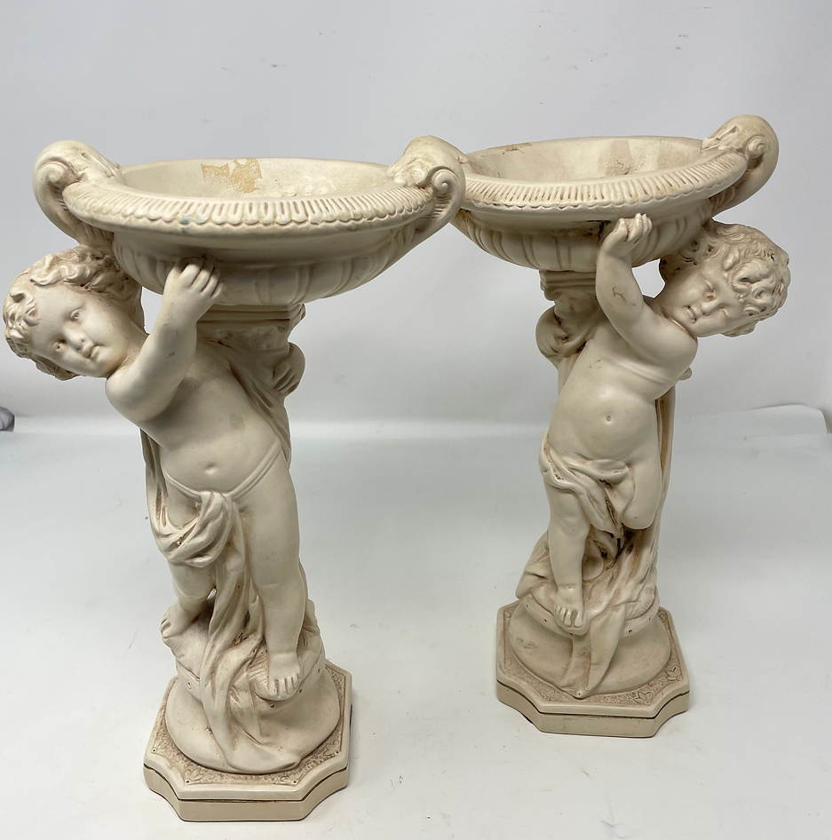 Vintage Pair of Alexander Backer Co Cherub Statues
