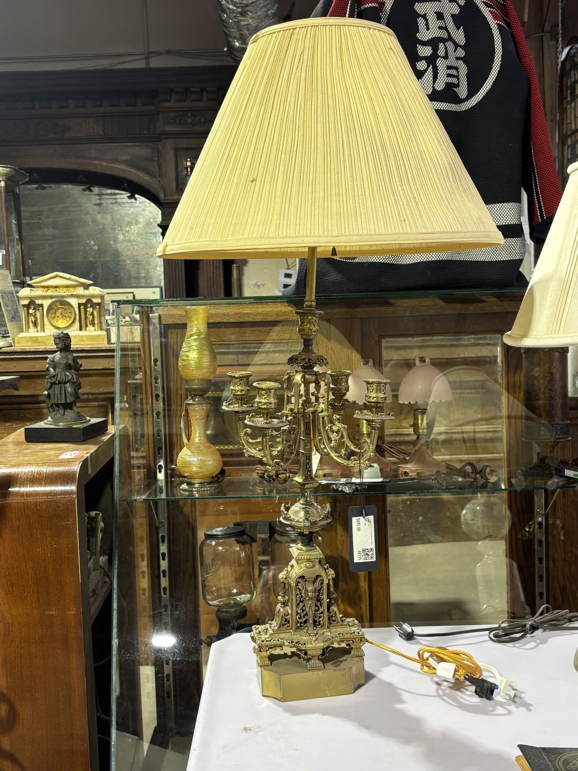 Vintage Brass Candelabra Table Lamp Pair 11" x 36"