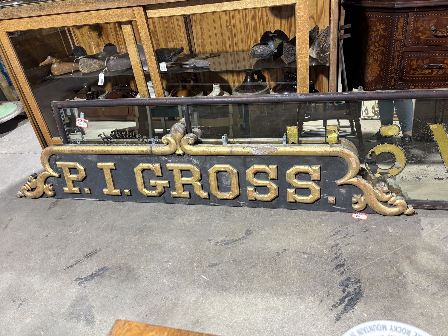 Vintage Sign Black with Gold P.I. Gross 91" x 18" x 2"