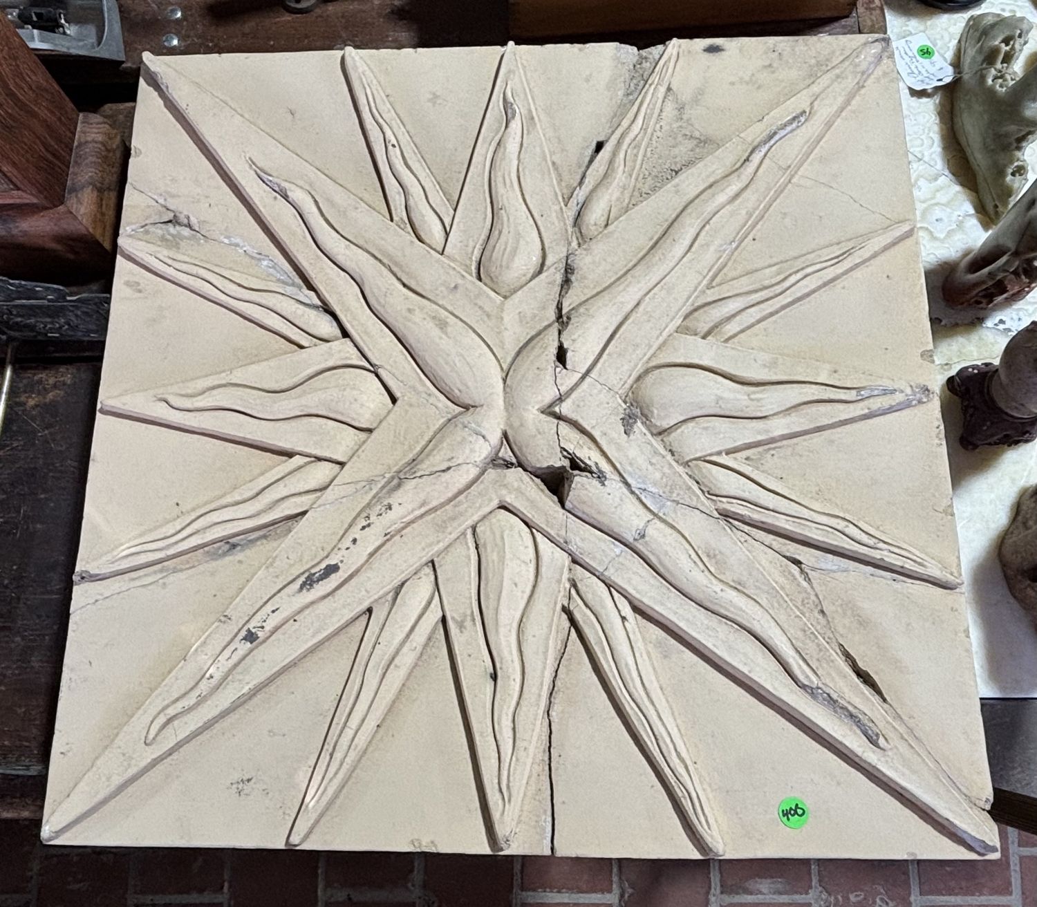 Vintage Terracotta Compas Rose 25" x 24.75" x 5.25"