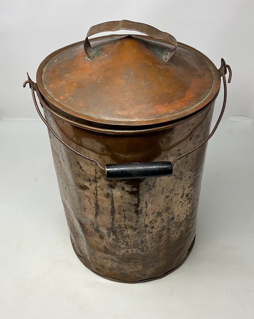 4 Gallon-Copper Bucket with Lid and Handle 10" x 13"