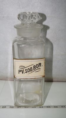 1890s Apothecary Bottle PV. Sod. Bor. 4.5" x 12"