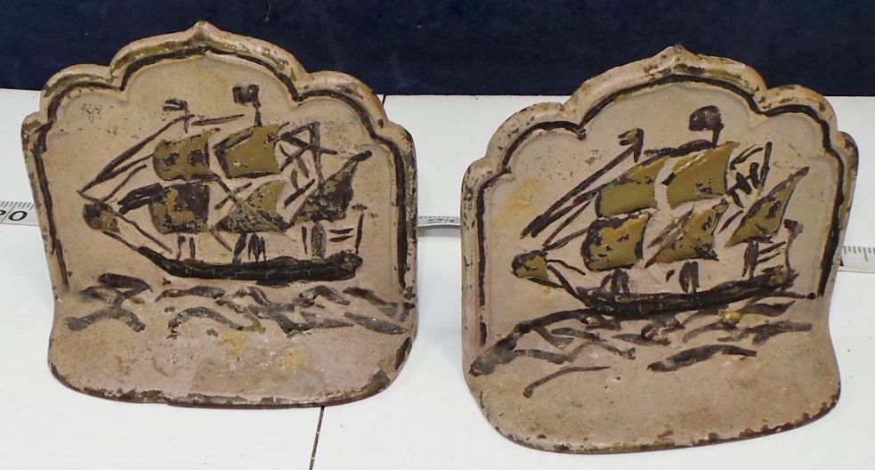 Vintage Sailing Ship Bookends