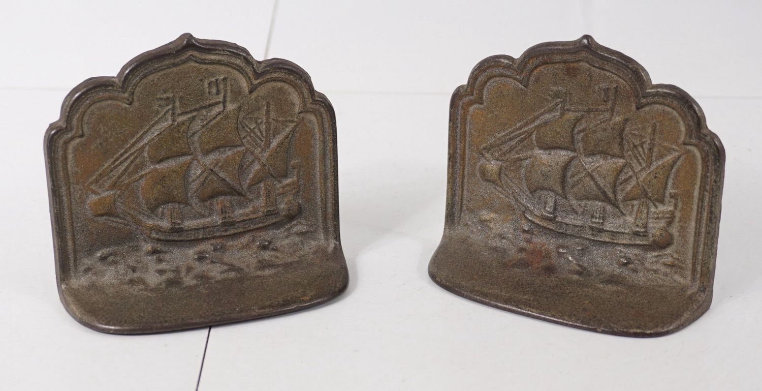 Cast Iron Ship Bookends - Ca 1920s