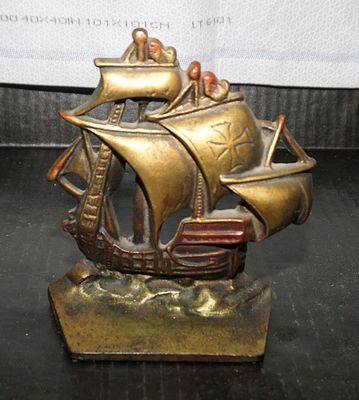 Cast Iron Single Galleon Bookend