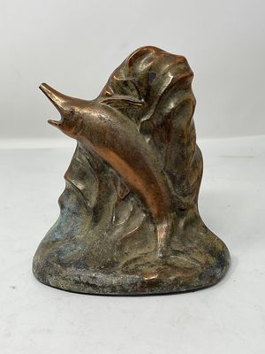 Vintage Marlin Swordfish Brass Bookend