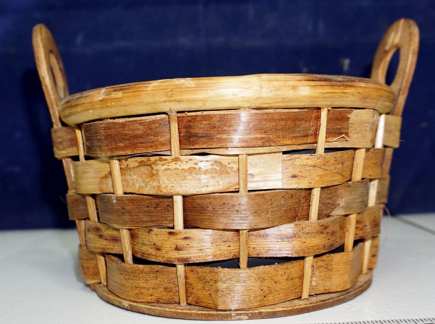 Vintage Hand-Woven Wood Splint Basket