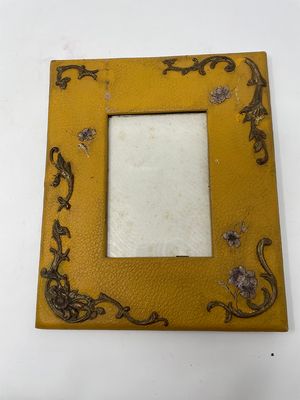 Vintage Leather Frame with Floral Embellishments