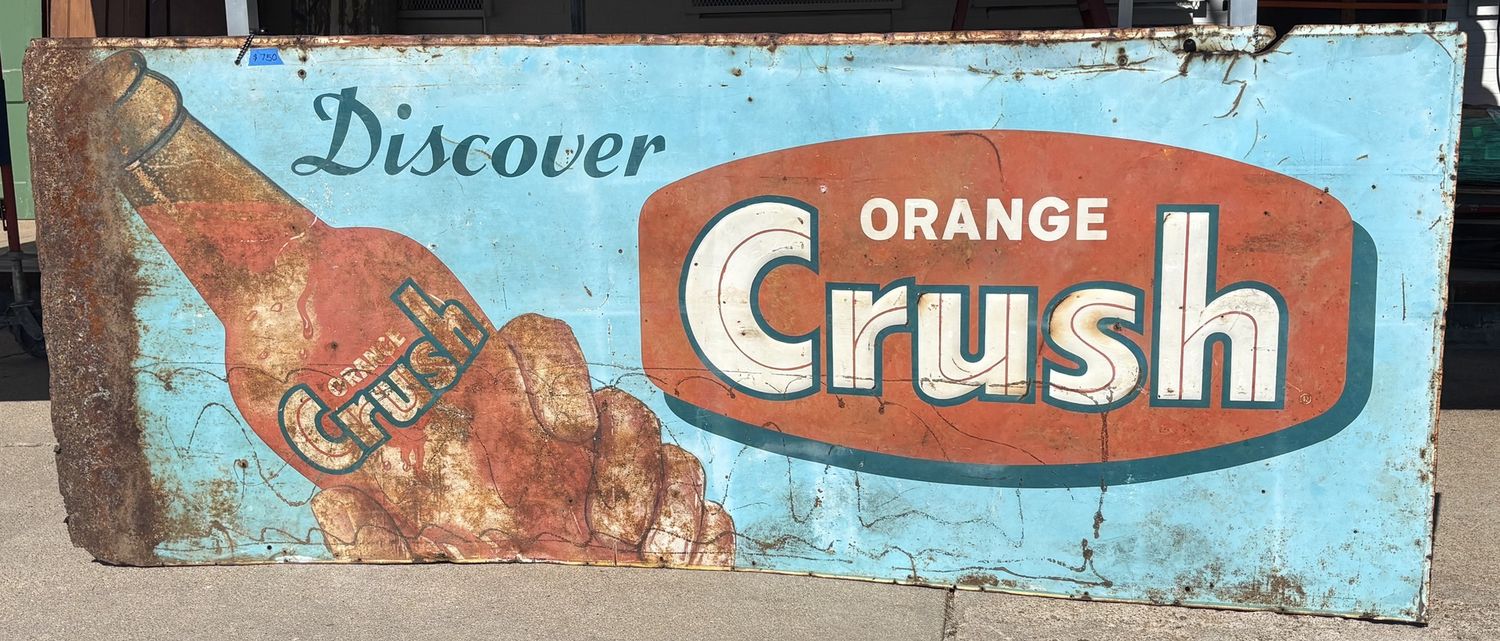 Vintage Discover Orange Crush Sign 119.25" x 47.25"