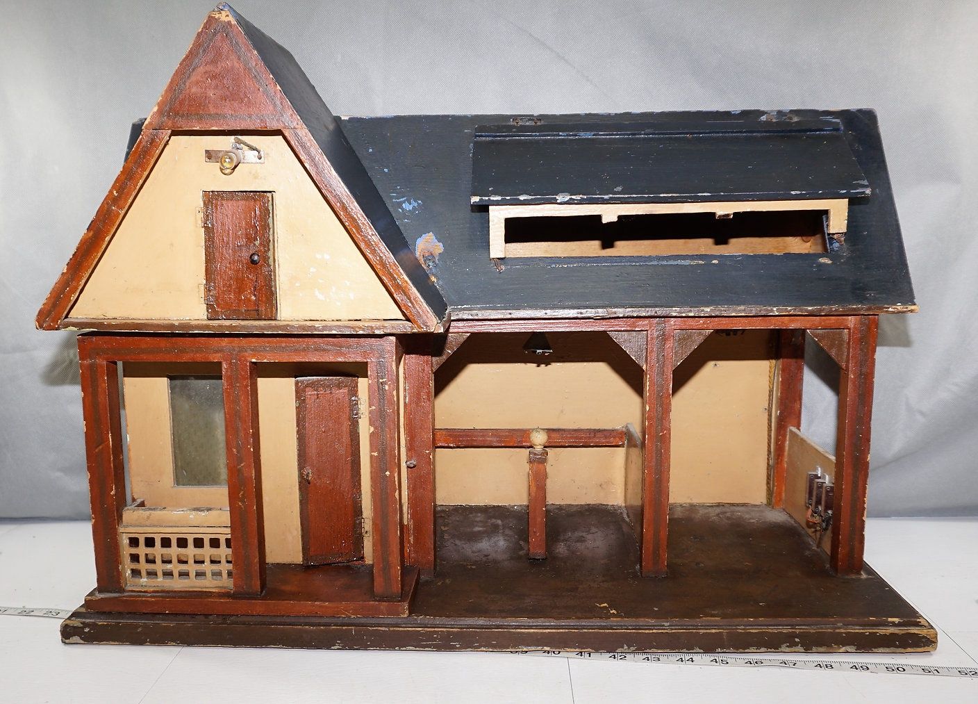 Primitive Wooden Doll House/Stable with Wired Lighting