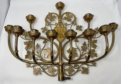 Vintage Art Nouveau Brass Floral Menorah