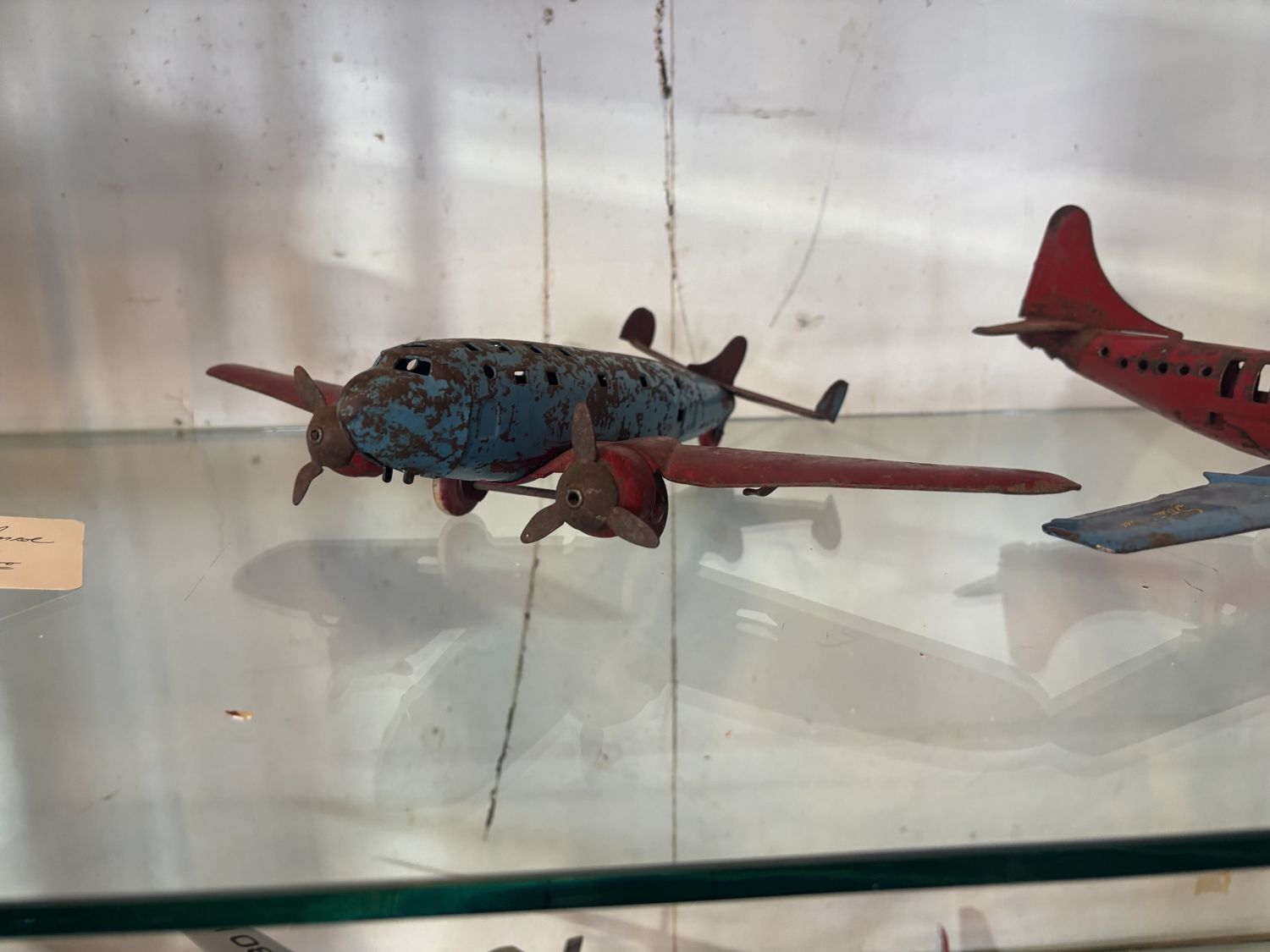 Vintage Pressed Steel Toy Airplane Four-Engine Transport Model 1930s or 1940s