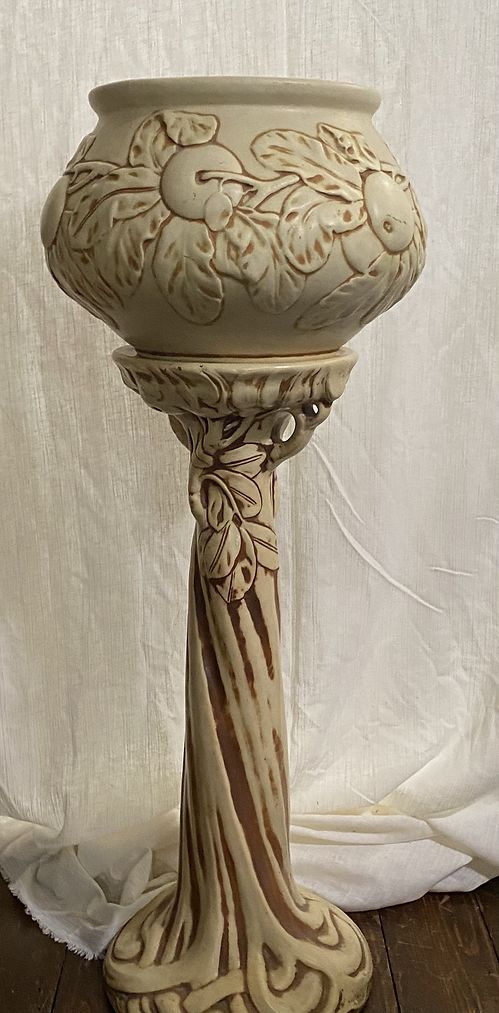 Weller Jardiniere "Baldin Apple" with Pedestal - Base 28.75" Jardiniere 9.5"