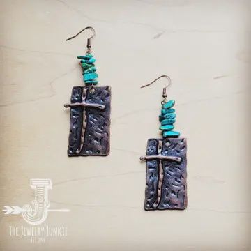Copper cross earrings