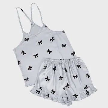 Satin Jammie Set, Colour: Bows, Size: Med