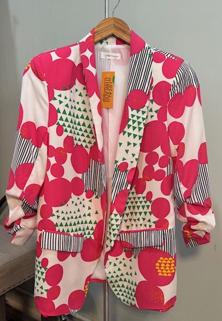 Retro Print Blazer, Size: Small