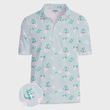 Men's Golf Shirt, Size: Small, Style: Alligator/Golf Cart