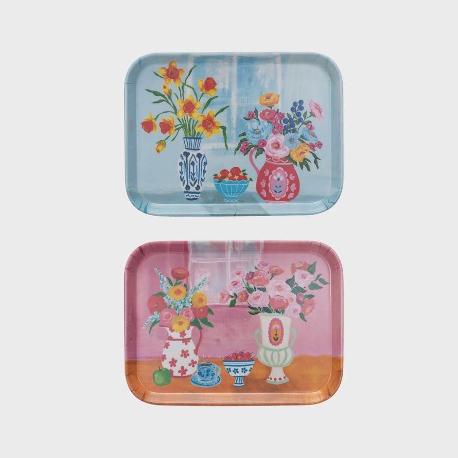 Bamboo Flower Tray, Colour: Blue Tray