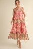 Chiffon Midi Dress, Colour: Red Floral, Size: Small