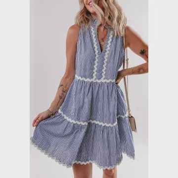 Pin Stripe Lace Trim Dress, Size: Small