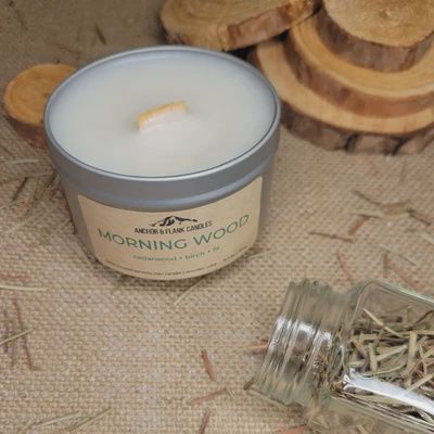 AF Candles, Scent: Morning Wood, Size: 4oz, Style: TIN