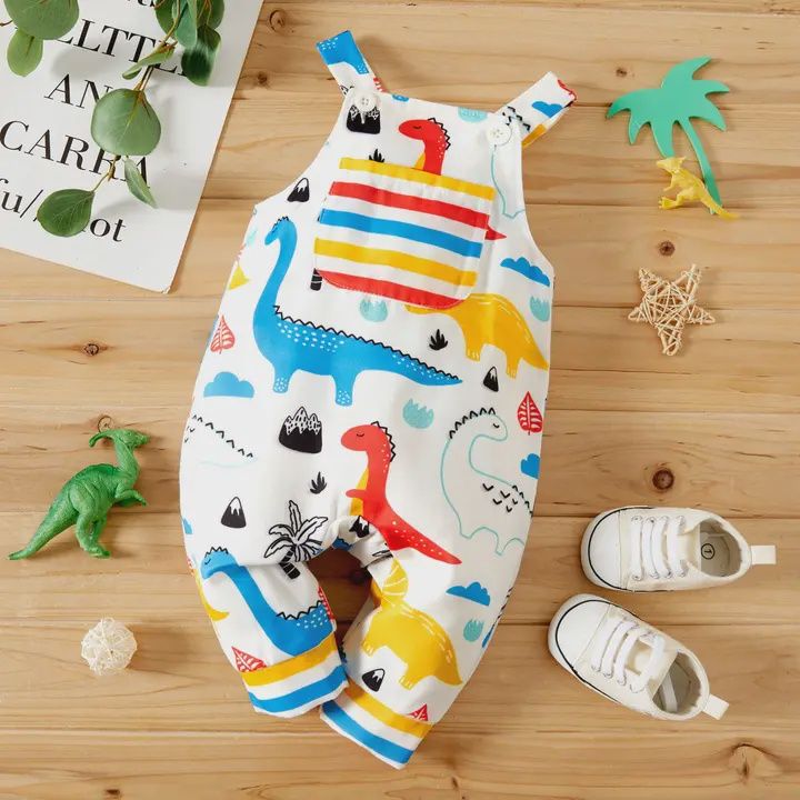 Kids Overalls, Pattern: Dino, Size: 3-6 Mth