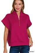 High Neck Half Zip Top, Color: Cabernet/ Scuba, Size: Lrg/XL