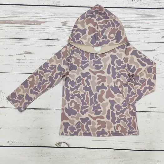 Kids Light Hoodie, Color: Tan Camo, Size: 6/7