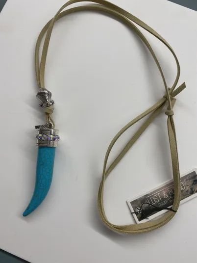 Lost &amp; Found Trading Necklaces, Style: Turquoise Tooth w/Leather