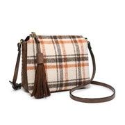 Plaid Crossbody, Color: Rust/Cream Plaid