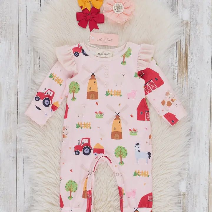 Marie Nicole Romper, Size: 6/12 Mths, Style: Farm Fields