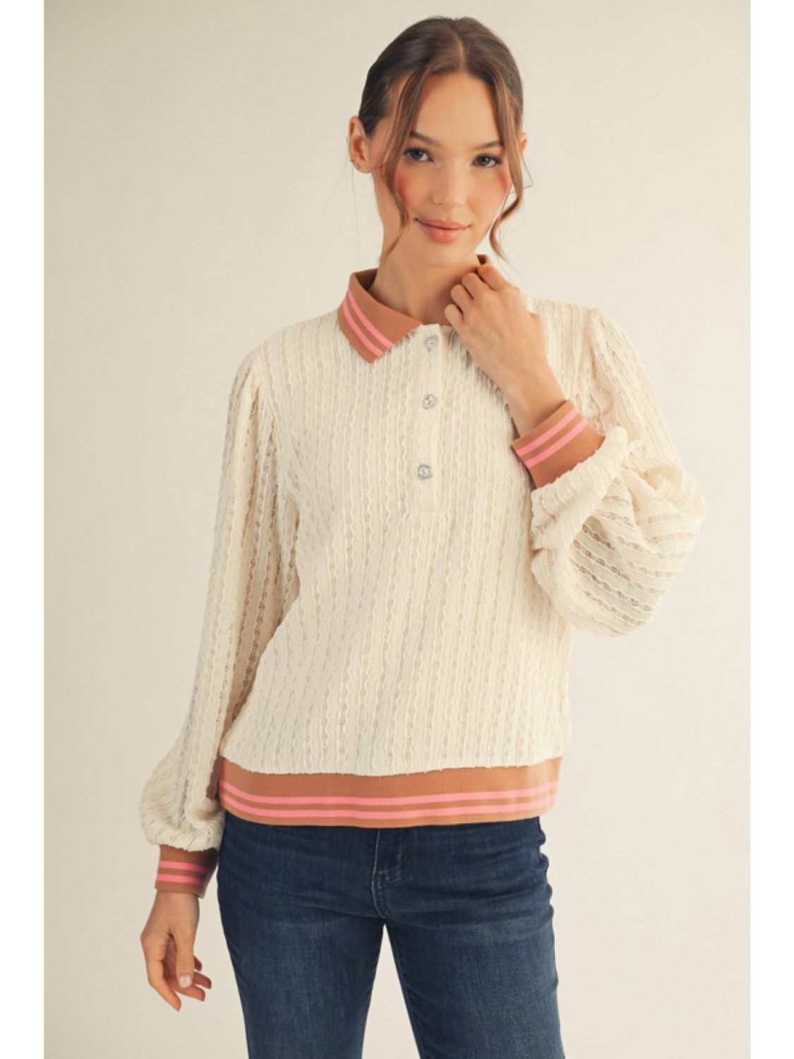 Textured Polo Top, Size: Small