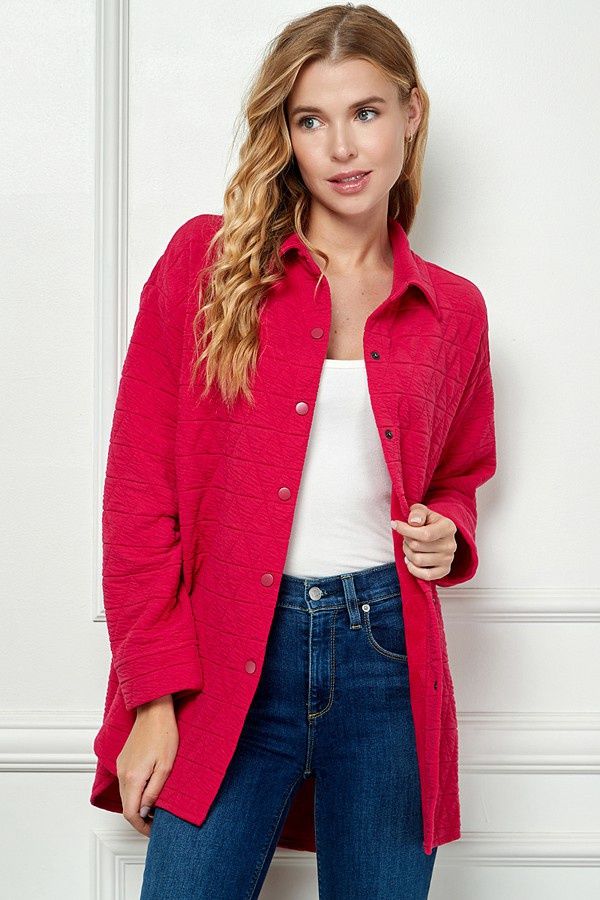 Shacket, Color: Christmas Red, Size: Small