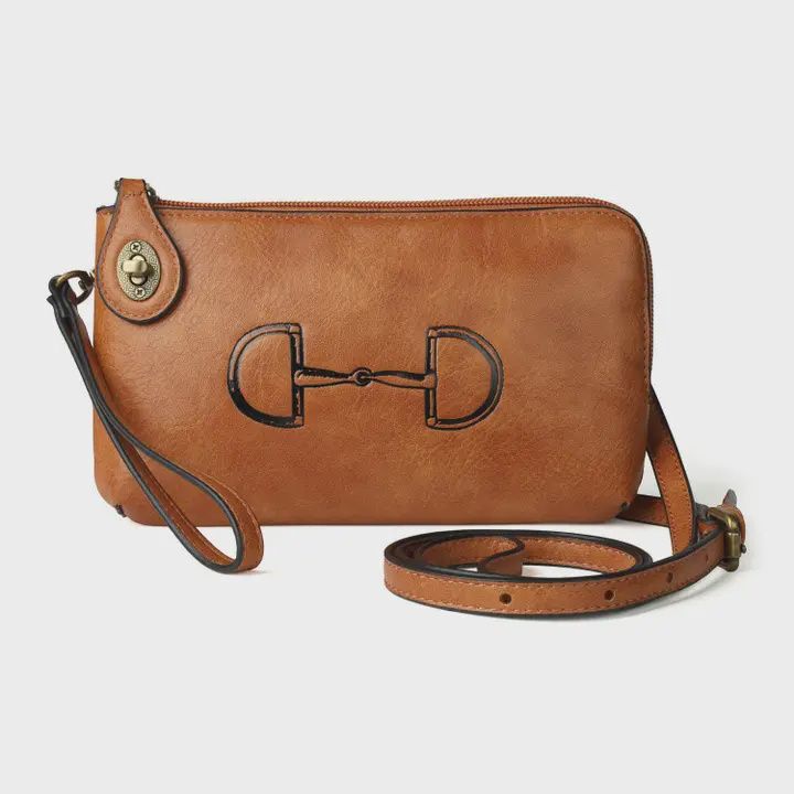Equestrian Bags, Style: Brown Leather Clutch
