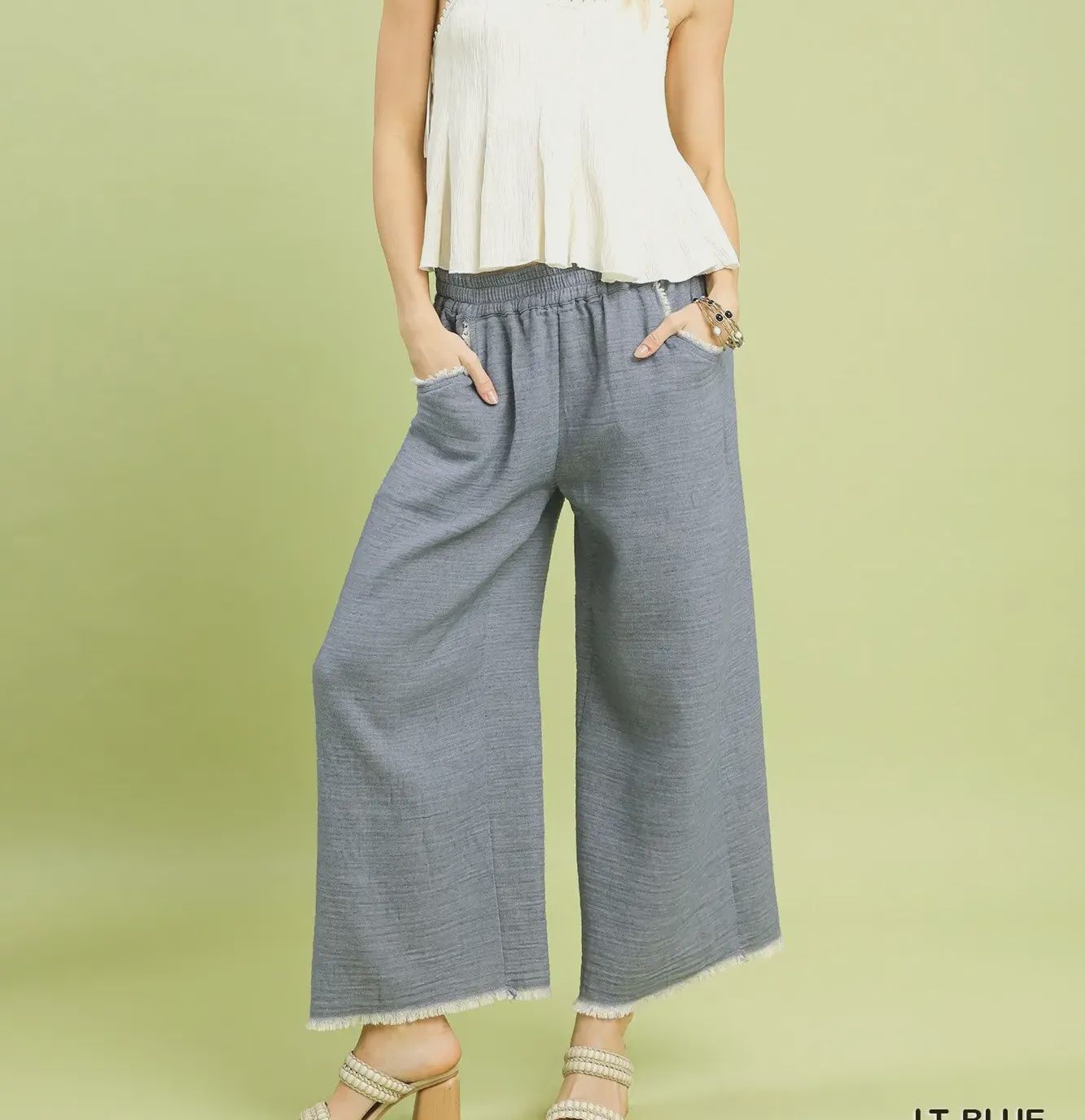 Frayed Hem Cotton Pants, Size: Small