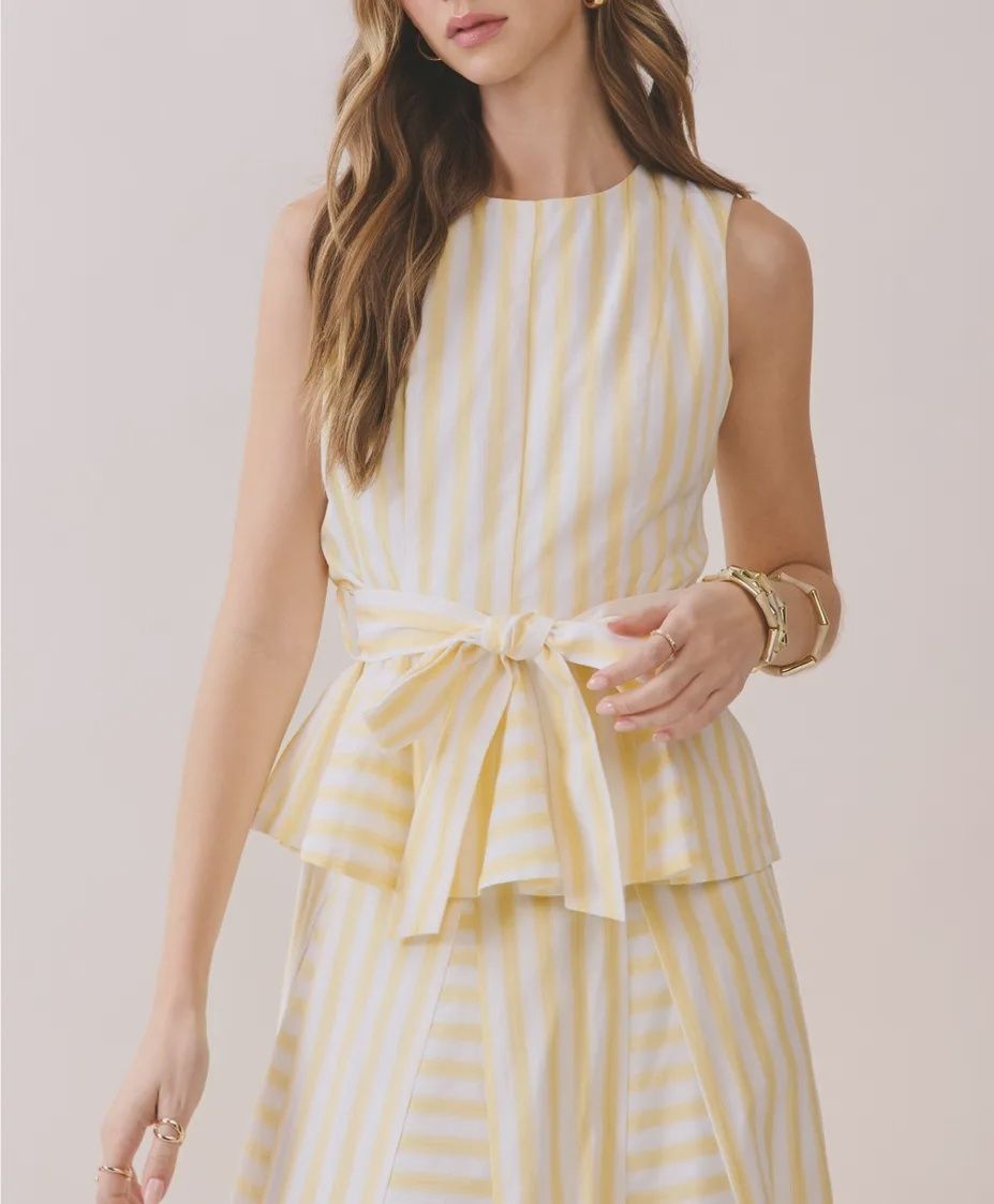 Striped Peplum, Color: Yellow, Product Type: Top, Size: Small