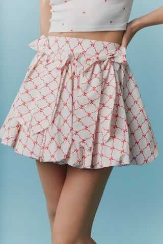 Poplin Bubble Hem Skirt