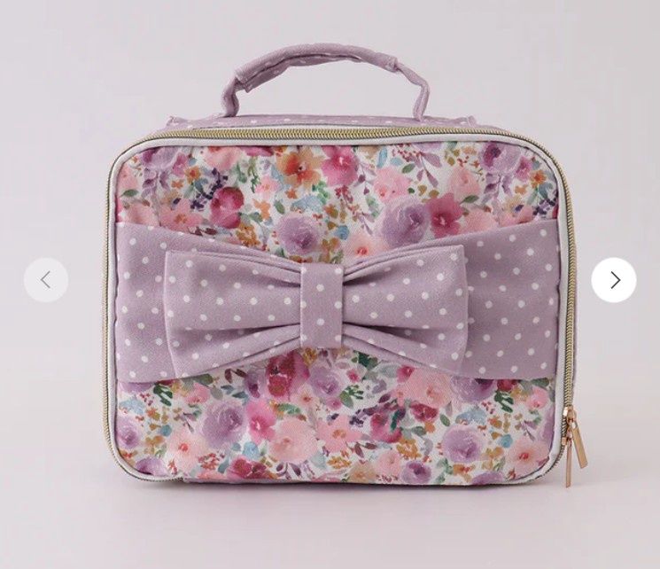 Kids LunchBox, Style: Floral Bow/Purple