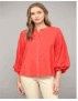 Puff Sleeve Button Down, Color: Tomato Red, Size: Small