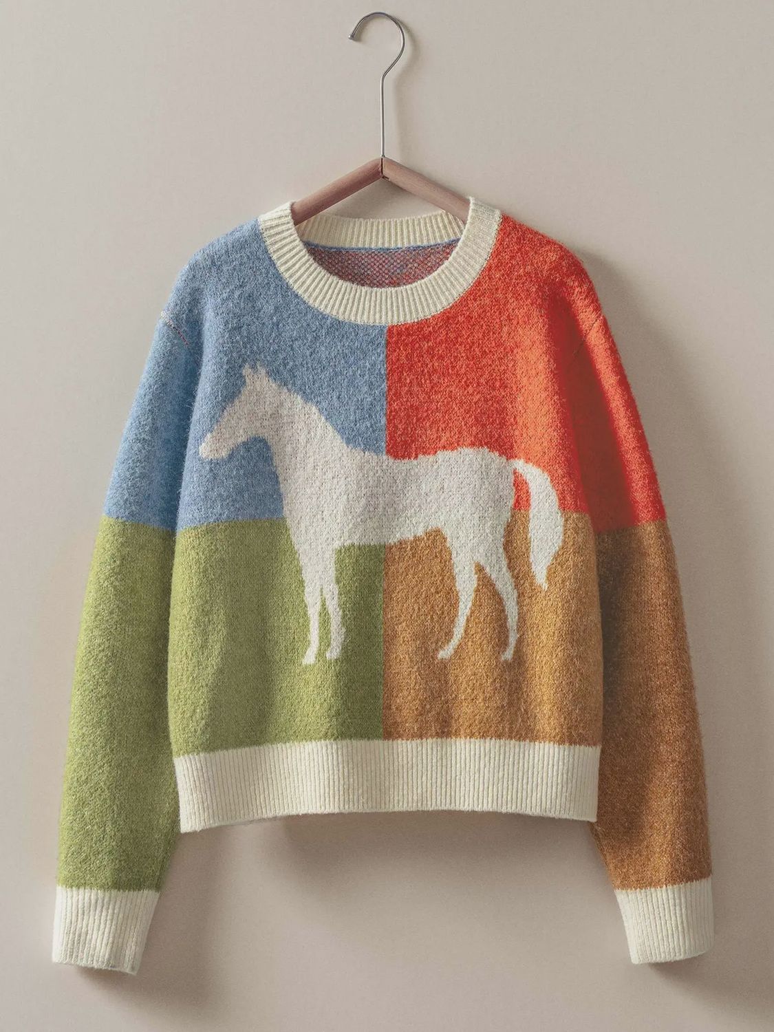 Horse Graphic Colorblock Sweater
