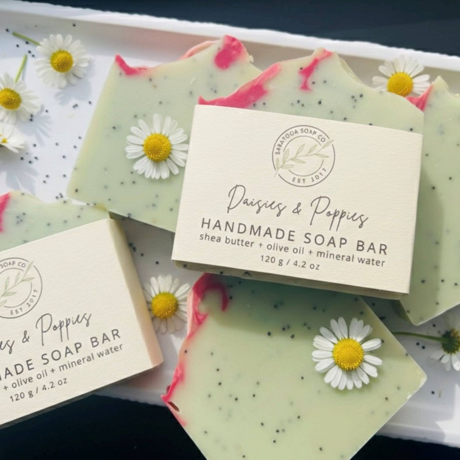 Daisies &amp; Poppies Handmade Soap Bar SPRING COLD PROCESS