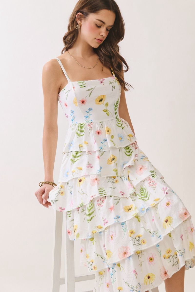 Ruffle Tiered Dress, Pattern: Wildflowers, Size: Small