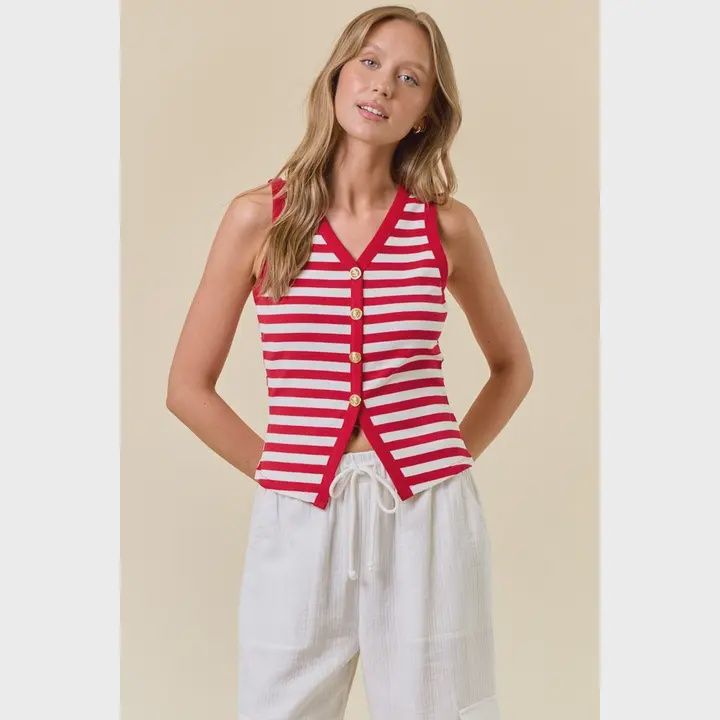 Striped Knit Tank, Size: Small