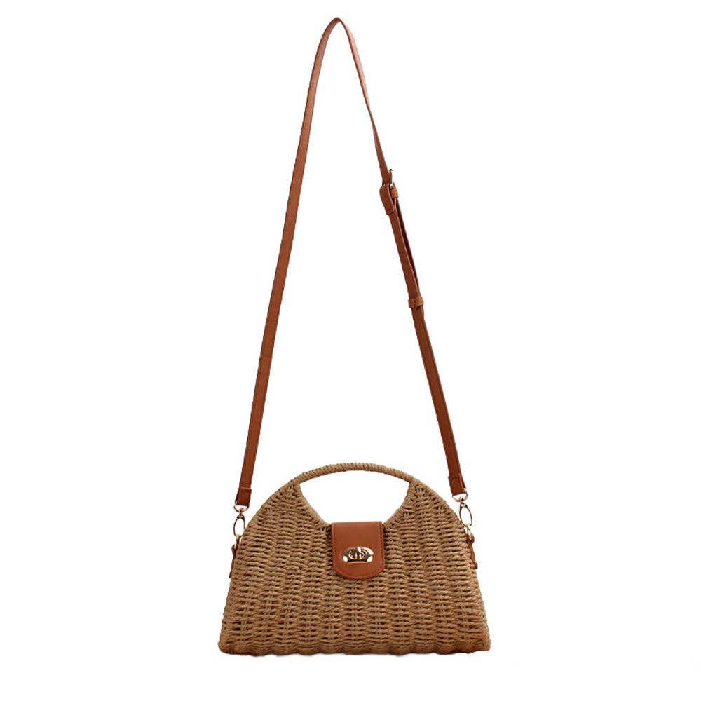 Stella Woven Straw Crossbody Bag, Color: Khaki