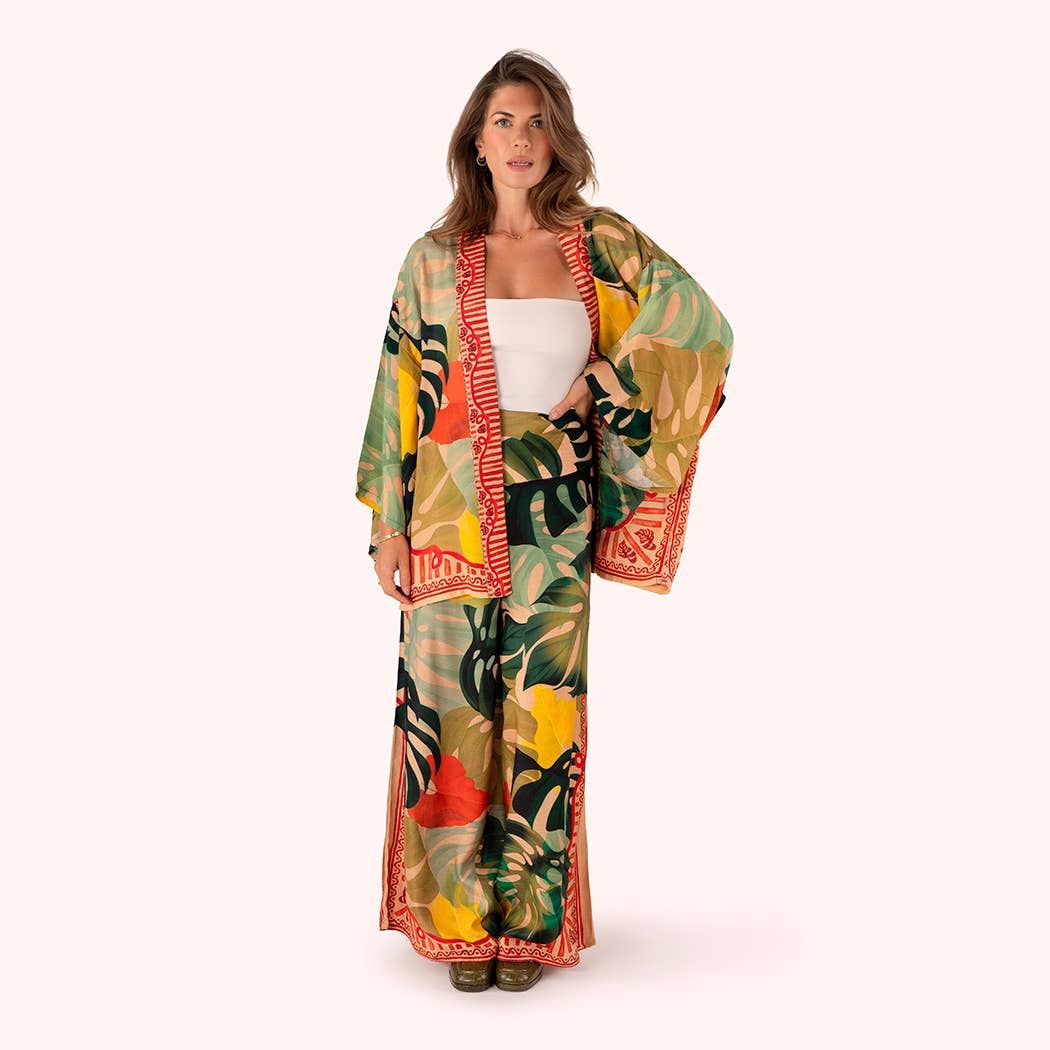 Kimono Jacket - Exotic Leaves