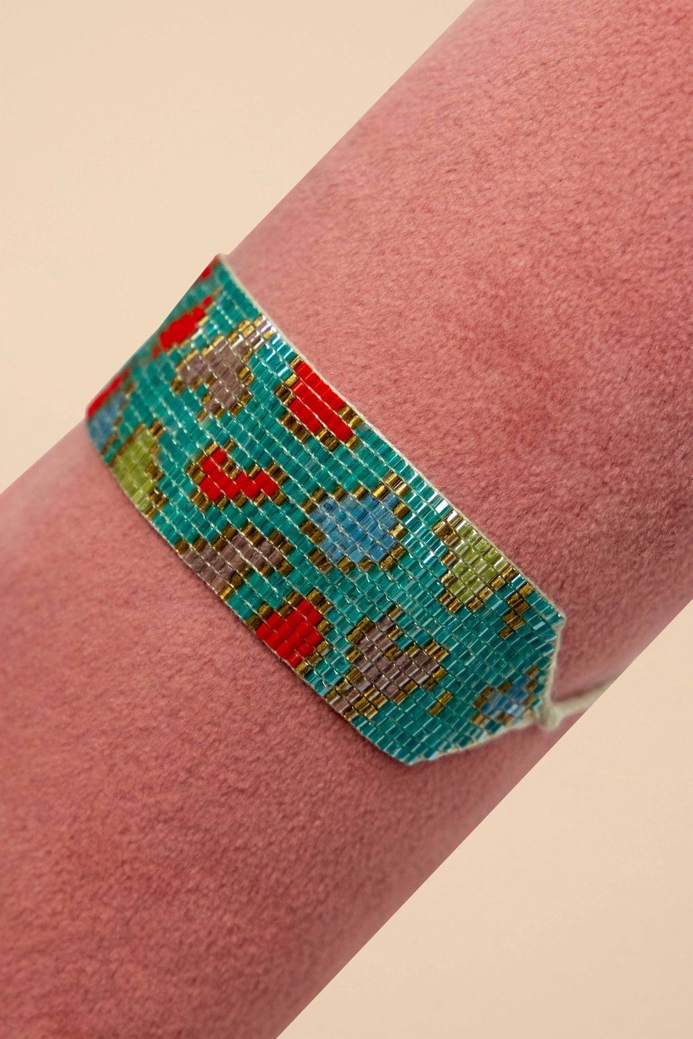 Leopard, Aqua Beaded- Wide