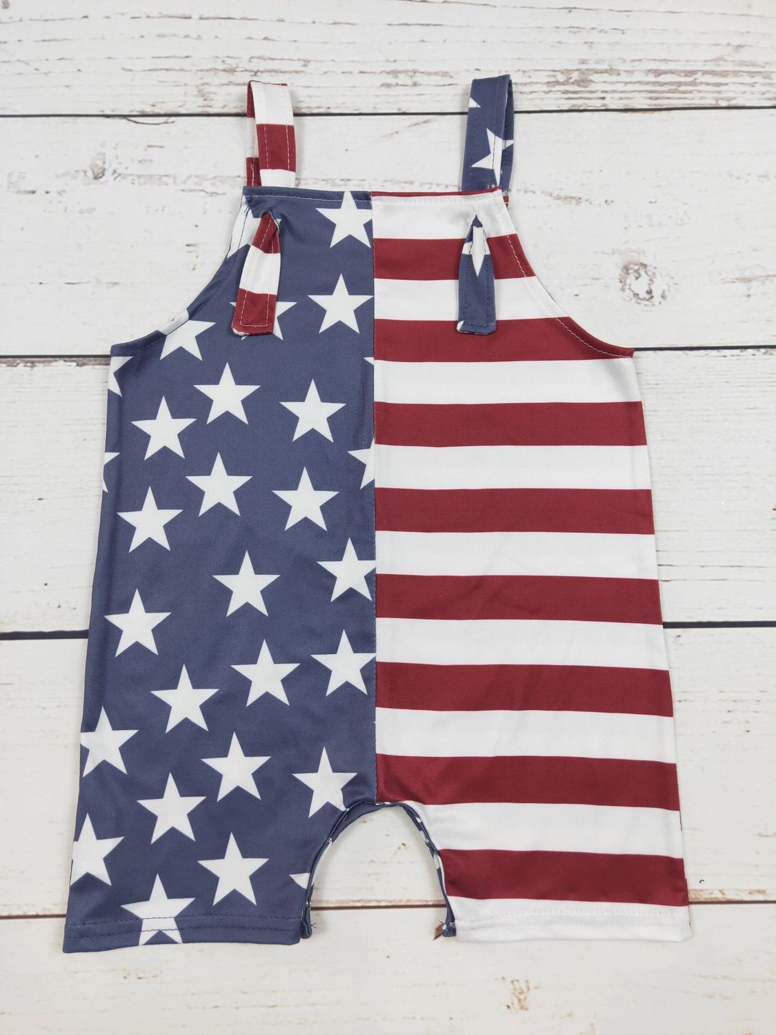 Patriotic Romper With Stars Stripe, Size: 2T